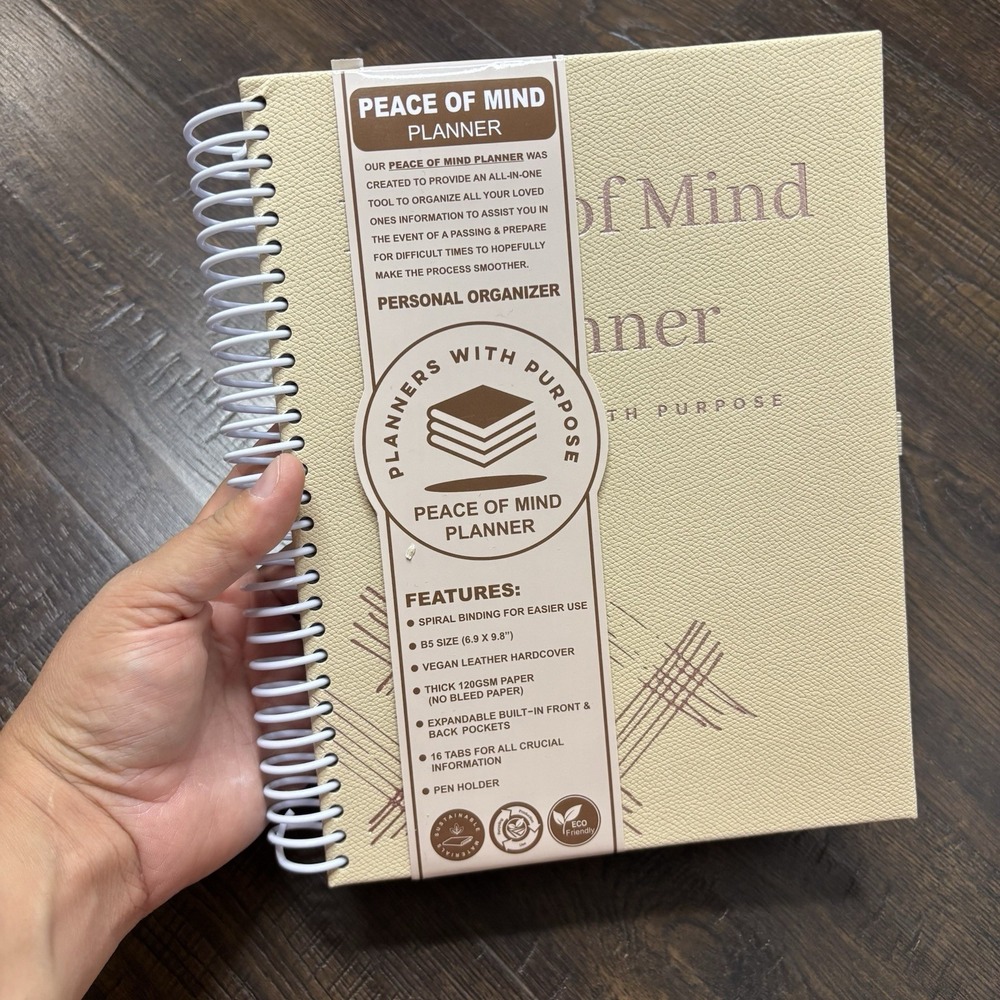 Peace of Mind Planner Personal Organizer Planners with Purpose Vegan Leather